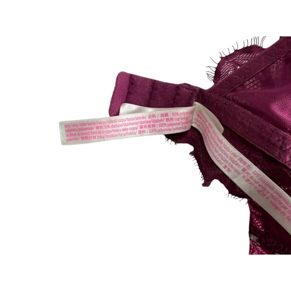 PINK Victoria's Secret Underwired Lace Date Push-up Bralette  Size L  Dark Mauve - Picture 7 of 8